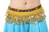 Velvet belly dancing hip scarf with coins , beaded belly dance belt