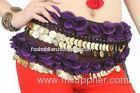 Contrast flower chiffon long hip belt belly dance hip scarf with coins OEM