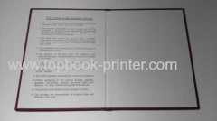 Cloth texture paper cover church hardback certificate printing on demands