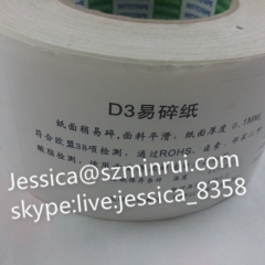 D3 Self adhesive Custom Eco-friendly Ultra Destructive Vinyl Label Materials Tamper Proof Label Papers