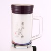 Double layer Vacuum heat resistant glass cup creative present for parents