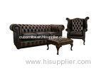 Hotel / Home long Black Leather Chesterfield Sofa for living room furniture