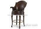 Luxury Europe style Real Leather Custom Furniture Bartall stool with back