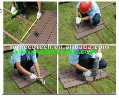 Grooved sandle wood plastic composite decking terrace easy install wpc flooring