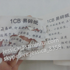 High Quality Fragile Grades Destructible Adhesive Vinyl for Warm District Use brittle label paper