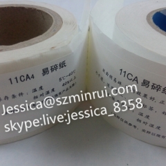 Blank eggshell sticker paper rolls Moderate Fragile Grade Ultra Destructive Vinyl Label Materials