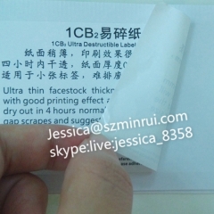 Ultra Destructible Vinyl Paper For Customized Warranty Stickers White Destructible Paper Material For Printing