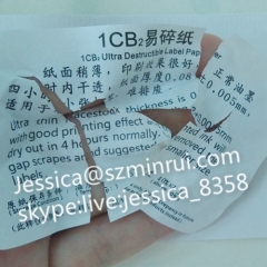 Ultra Destructible Vinyl Paper For Customized Warranty Stickers White Destructible Paper Material For Printing