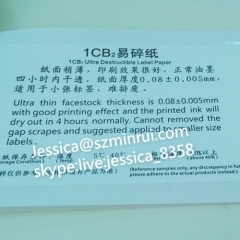 Ultra Destructible Vinyl Paper For Customized Warranty Stickers White Destructible Paper Material For Printing