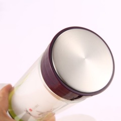 Double Layer Hand Hold Waterproof Heat Resistant Glass Cup With Printde Chinese Paint