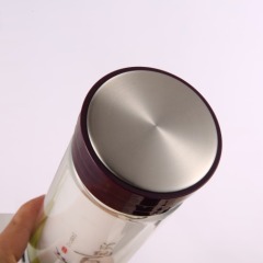 Double Layer Hand Hold Waterproof Heat Resistant Glass Cup With Printde Chinese Paint