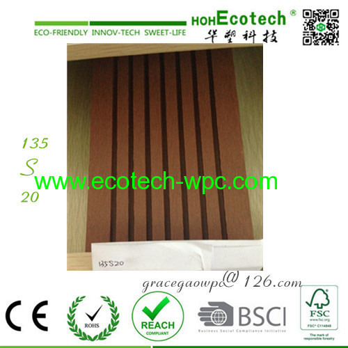 135*20mm Grooved flooring antiskid outdoor wpc China laminated wood factory