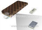 Brown Leather LV Wallet Double Lens Camera For Poker Analyzer 30 - 40cm