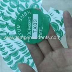 Custom Middle Size Green Round Calibration Labels with Date and Special Logo Self Adhesive Customized Vinyl Sticker