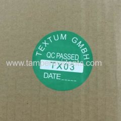 Custom Middle Size Green Round Calibration Labels with Date and Special Logo Self Adhesive Customized Vinyl Sticker