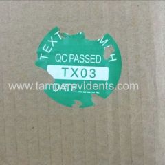 Custom Middle Size Green Round Calibration Labels with Date and Special Logo Self Adhesive Customized Vinyl Sticker