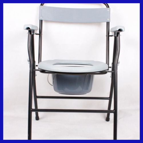 Foldable elderly potty chair grey color