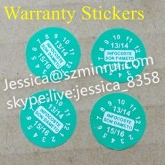 Supply cheapest Custom security destructible warranty round Date Stickers From MinRui China