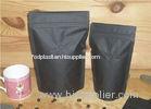Coffee Bean Black Doypack Bags , Zipper Kraft Stand Up Food Pouches