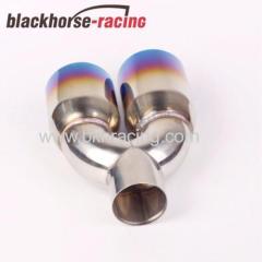 Sliver Dual Exhaust Muffler Pipe Tip Polished Stainless Steel 2.5