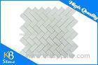 China White Italian Carrera Marble Herringbone Mosaic Tile 1 x 2 Polished