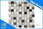 Mixed Colour Square StoneTravertine Mosaic Marble Wall Tiles Meshed On 12" x 12" Sheets