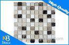 Mixed Colour Square StoneTravertine Mosaic Marble Wall Tiles Meshed On 12