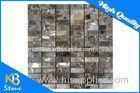 Polished Dark Emperador Marble Subway Tile / Natural Stone Mosaic Flooring Tile Sheets