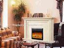 Customized White Wood Luxury LED Electric Fireplace Remote Control