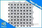 China White Polished Basketweave Marble Mosaic Tile Mixed Black Dots Stone Mosaic Wall Tiles
