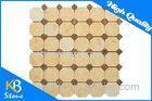 Octagon Polishing Crema Marfil Marble Tile / Kitchen Mosaic Sheets With Brown Dot