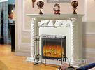 Customizable White Wood European Electric Fireplace With Remote / Mantel