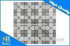 Wooden Beige & Athens Grey Lined Polished Marble Mosaic Tile Irregular Shape 10mm Thickness