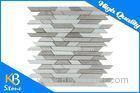 Lined Polished Beige & Athens Wooden Grey Marble Kitchen Bath Mosaic Wall Tile Sheet