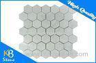 Marble Honed 1" Hexagon Carrara White Mosaic Tile Mesh Exterior / Interior Decorative Wall Tiles