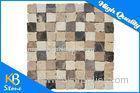Dark Emperador / Cream Marfil Travertine Mosaic Marble Tile Meshed on 12" X 12" for Flooring