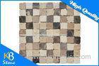 Dark Emperador / Cream Marfil Travertine Mosaic Marble Tile Meshed on 12