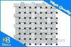 Bianco Carrara White Basketweave Marble Mosaic Tile Backsplash / Bath Wall Use Mixed Black Dots