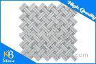 Home Decoration Basketweave Marble Mosaic Tile Carrara White Mixed Beige Dots for Bathroom