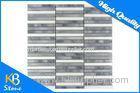 Grey Mixed China White Marble Floor Tiles / Strip Shape Mosaic Flooring Tile Sheet 12 x 12 Inch