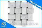 Decorative Italian Bianco Carrara White Marble Basketweave Mosaic Wall Tile With Black Dots