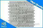 Mixed Strip Wooden Grey Mosaic Tile Backsplash Marble Wall Decoration Tiles 12" x 12"