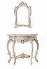 Luxury Ivory White Antique Resin Console Table With Mirror Neoclassical