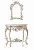 Luxury Ivory White Antique Resin Console Table With Mirror Neoclassical