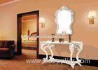 Wooden Vintage White French Makeup Console Table With Framed Mirror