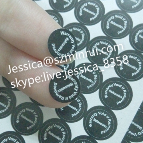 Professional Dia 15mm Black Round Warranty Void Stickers from Minrui For Tamper Evident
