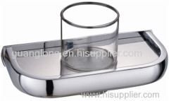 chrome Tumbler holder with glass
