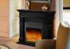 Black 1.2m Luxury Villa Decorative Fake Flame Fireplace With LED Light
