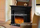 Black 1.2m Luxury Villa Decorative Fake Flame Fireplace With LED Light