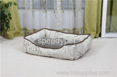 Luxury linen fabric pet beds with vintage printing square style